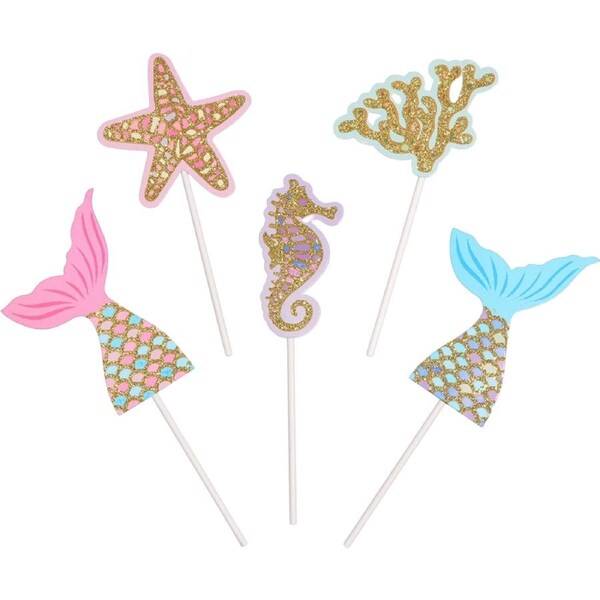 Mermaid Sparkle Cake Toppers (Pack of 5)