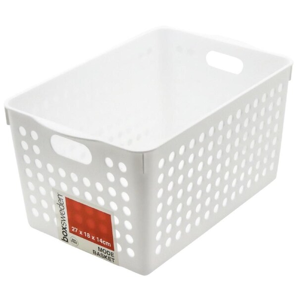 White Plastic Mode Basket 27.5 x 18 x 14cm