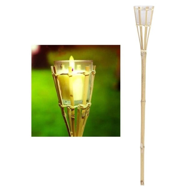 Bamboo Tiki Torch With Citronella Candle (76cm)