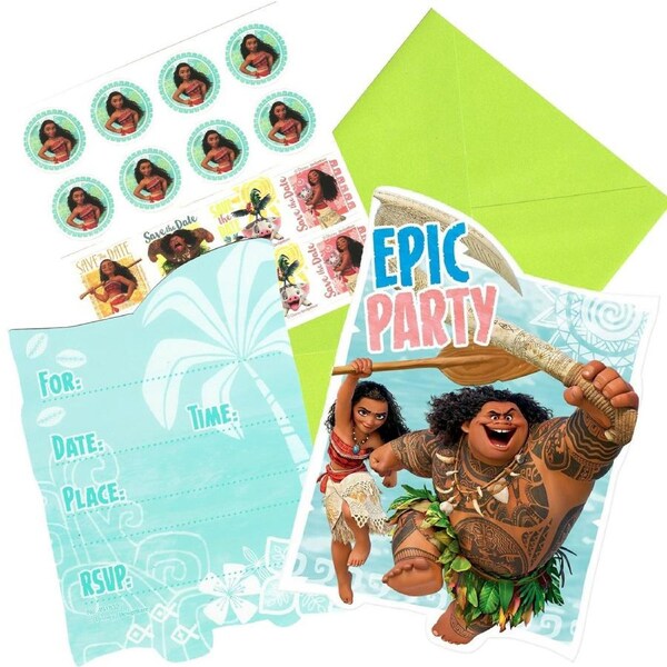 Moana Invitation Set (Pack of 8)