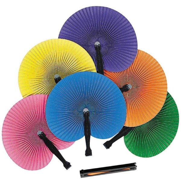 Coloured Paper Fans (Pack of 12)