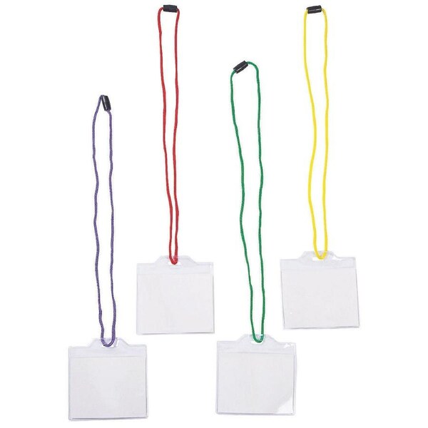 Coloured Plastic Badge Holder Lanyards (Pack of 12)