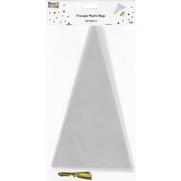 Clear Triangle Cellophane Bags 16cm x 30cm (Pack of 25)