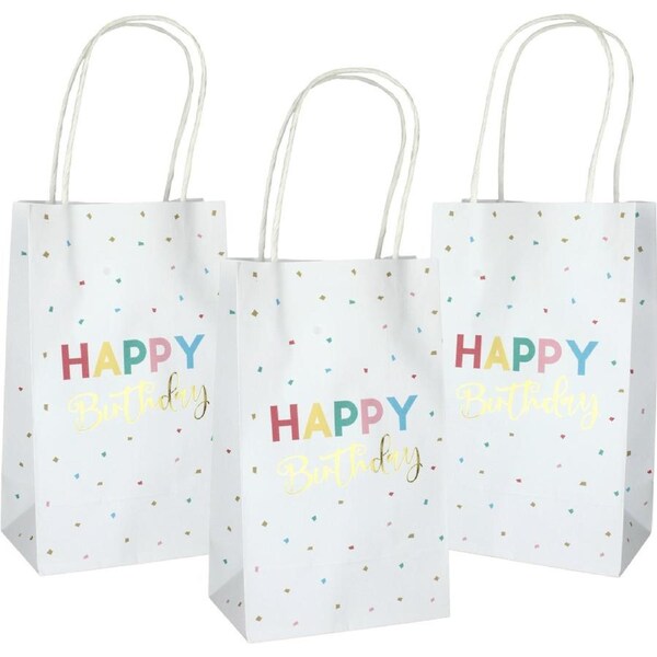 Happy Birthday Confetti Paper Gift Bags 21.5cm (Pack of 5)