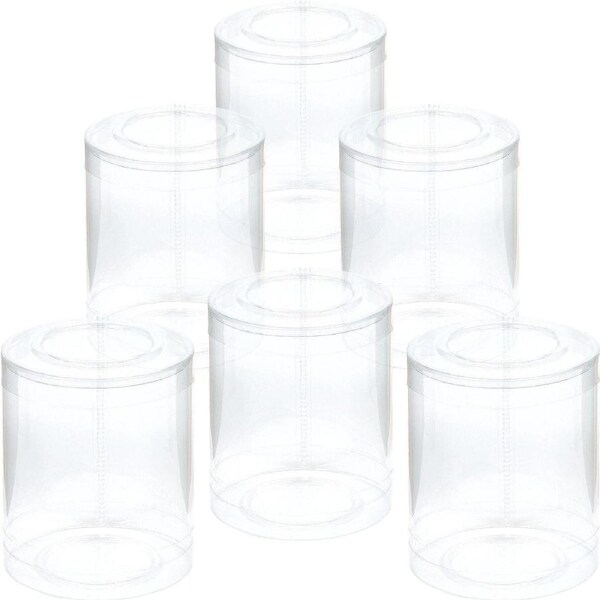 Small Round Clear Plastic Cylinder Containers (Pack of 12)