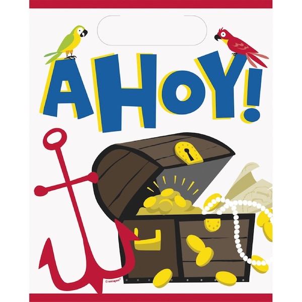 Ahoy Pirate Plastic Lolly/Treat Bags (Pack of 8)