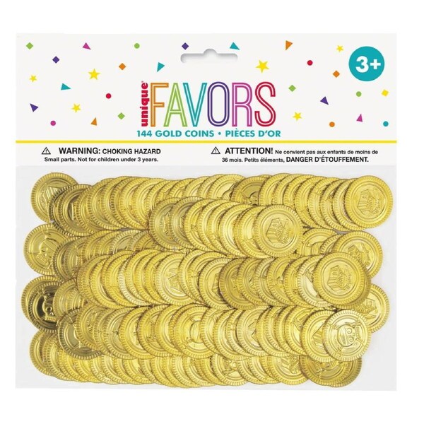 Pirate Treasure Gold Coins (Pack of 144)