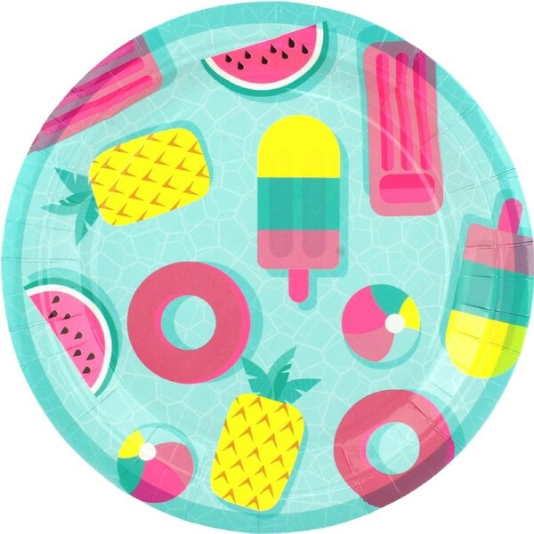 Tropical Pool Party Large Paper Plates (Pack of 8)