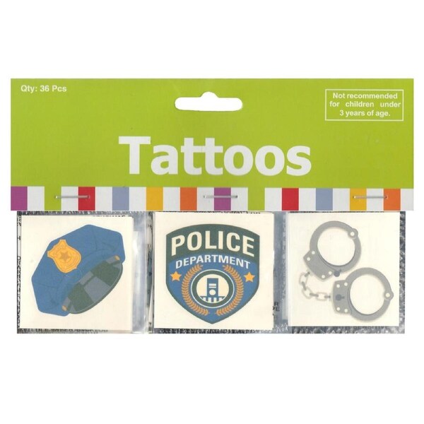 Police Party Tattoos (Pack of 36)