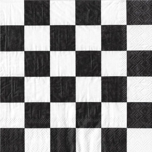 Black & White Checkered Large Napkins / Serviettes (Pack of 16)