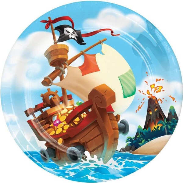 Pirate Treasure Large Paper Plates (Pack of 8)