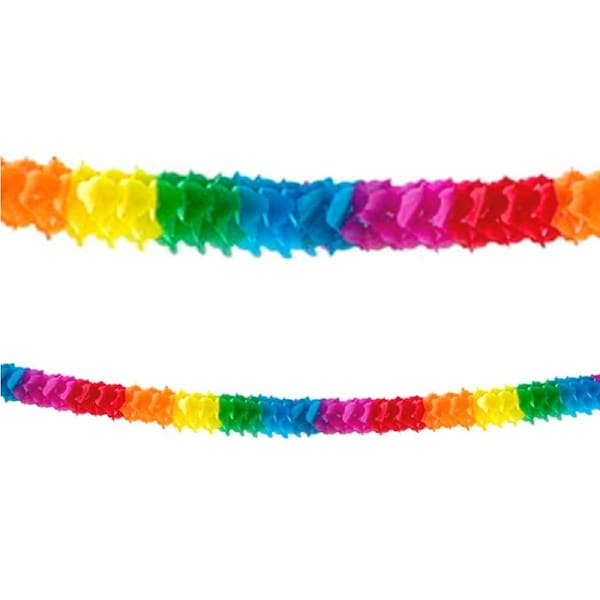 Rainbow Tissue Paper Crinkle Garland Banner (4m)