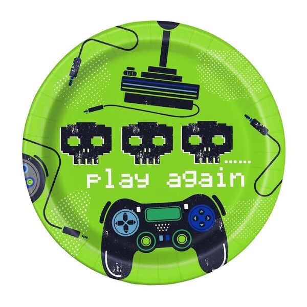 Gamer Birthday Small Paper Plates (Pack of 8)