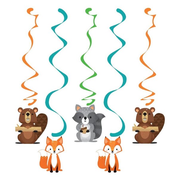 Woodland Animal Swirl Decorations (Pack of 5)