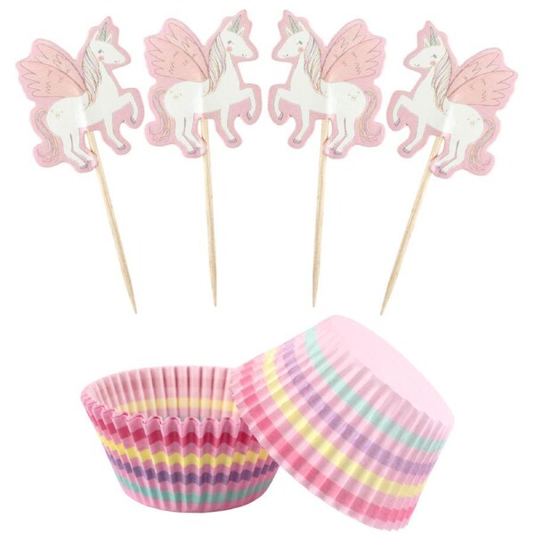 Unicorns and Rainbows Cupcake Decorating Kit (Pack of 12)