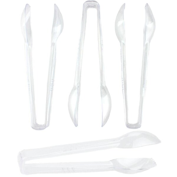 Mini Clear Plastic Salad Tongs (Pack of 4)
