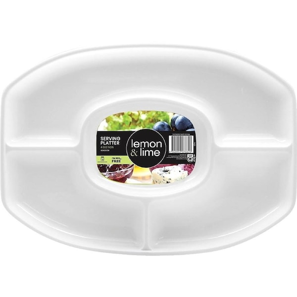 White Serving Platter 4 Section Oval 46cm