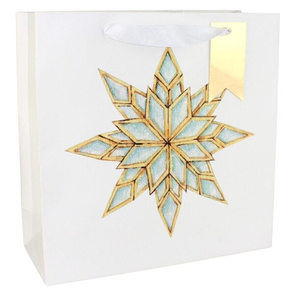 Snowflake Square Christmas Paper Gift Bag 25cm