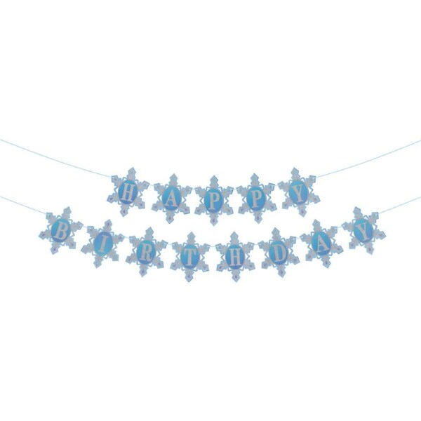 Snowflake Glitter Happy Birthday Banner
