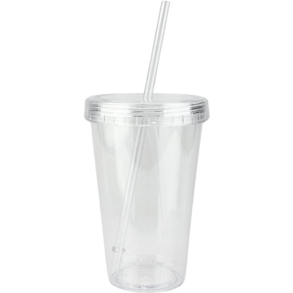 Clear Acrylic Tumbler Cup with Straw