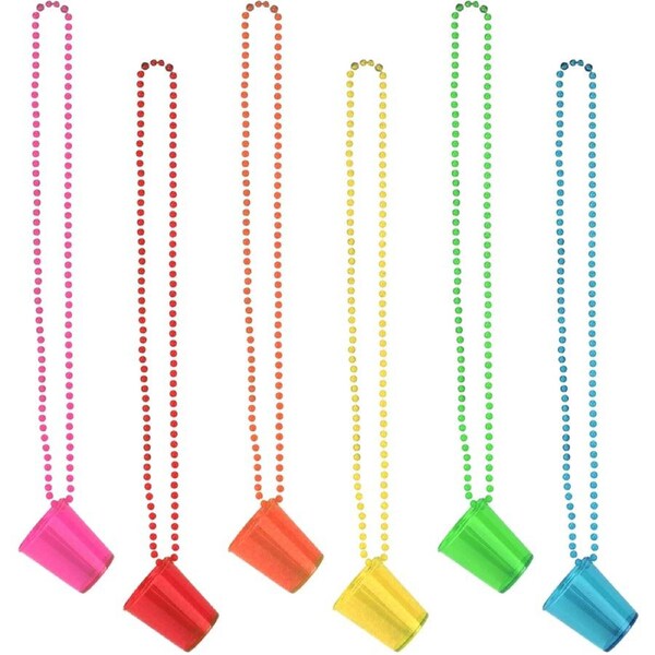 Pack 6 Plastic Shot Glass Necklaces