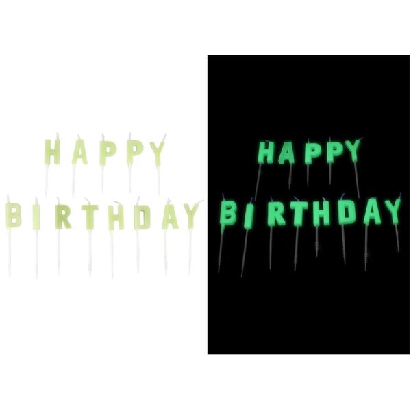 Glow in the Dark Happy Birthday Candles (Pack of 13)