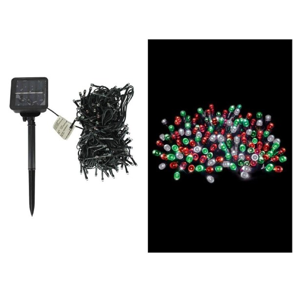 240 Red White & Green LED 7 Function Solar Fairy Lights 11.9m