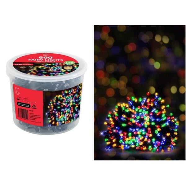 600 Multicolour LED 7 Function Fairy Lights 29.9m