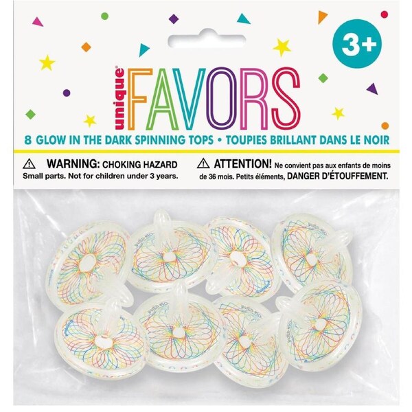 Glow In The Dark Spinning Tops (Pack of 8)