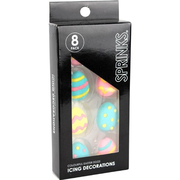 Sprinks Colourful Easter Egg Edible Sugar Cupcake Decorations (Pack of 8)