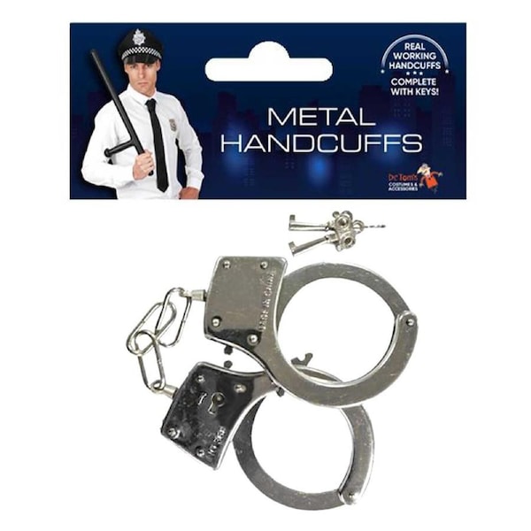 Silver Lightweight Metal Handcuffs (Costume Accessory) - One Size