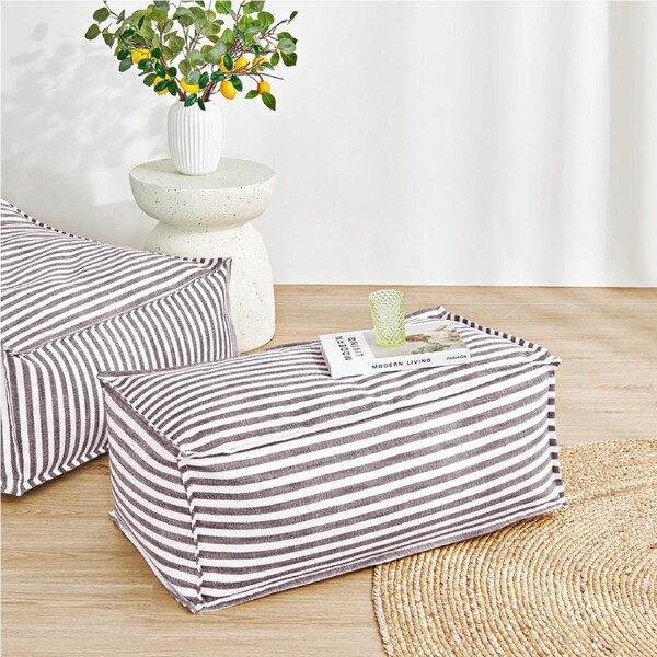 Cadence & Co. Oscar Faux Linen Ottoman Bean Bag Cover Cacao