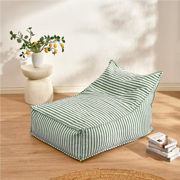 Cadence & Co. Oscar Faux Linen One Seater Bean Bag Lounge Cover Olive