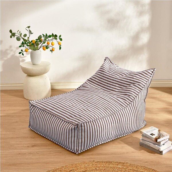 Cadence & Co. Oscar Faux Linen One Seater Bean Bag Lounge Cover Cacao