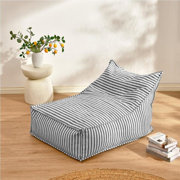 Cadence & Co. Oscar Faux Linen One Seater Bean Bag Lounge Cover Charcoal