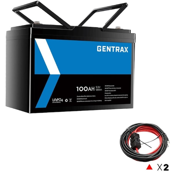 GENTRAX 12V 100Ah Lithium Battery, 2x 60A Alternator Cable