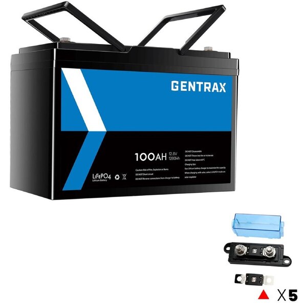 GENTRAX 12V 100Ah Lithium Battery + 5x Heavy Duty Fuse 150A