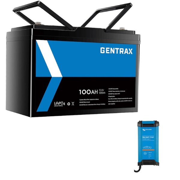 GENTRAX 12V 100Ah Lithium Battery + Victron 30A AC Charger