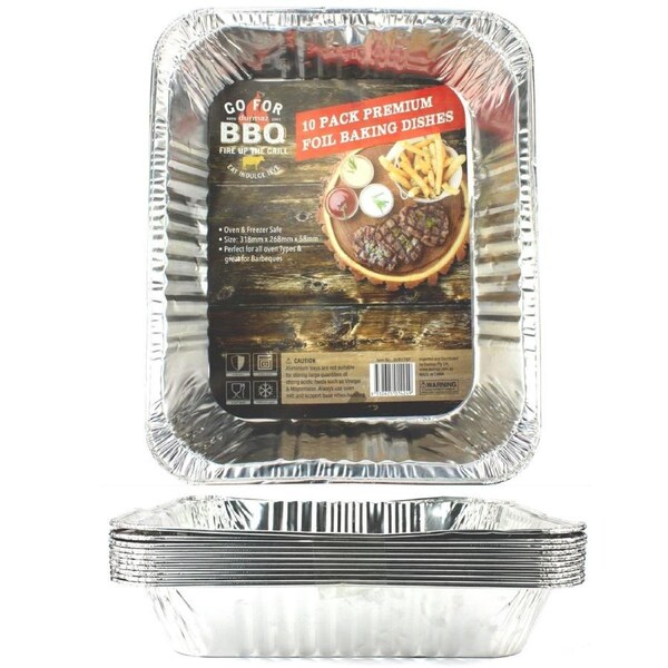 Large Foil Trays 31.8cm x 26.8cm x 5.8cm (Pack of 10)