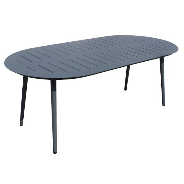 FurnitureOkay Cove Aluminium Outdoor Dining Table (200x100cm Oval) - Charcoal