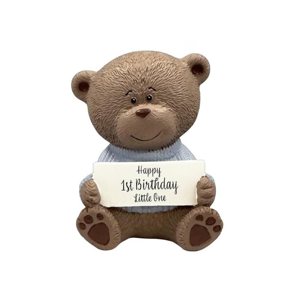 Teddy Moments Bear - Happy 1st Birthday Little One Blue