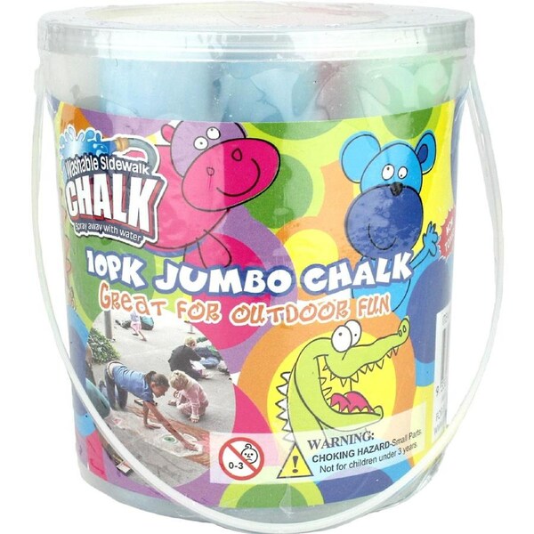 Jumbo Coloured Sidewalk Chalk (Pack of 10)