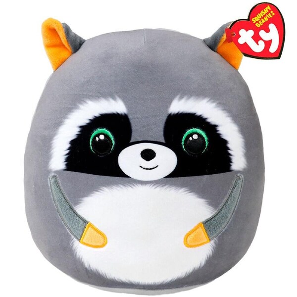 TY Squishy Beanies Sneaky Raccoon Kids Squish Plush Stuffed Toy 25cm Grey 3+
