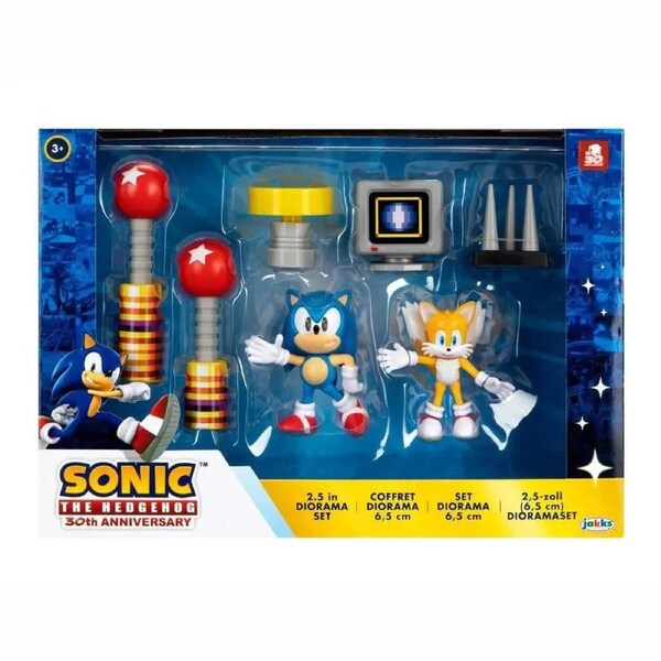 Sonic The Hedgehog 30th Anniversary Diorama Set Sonic and Tails 2.5" Figures