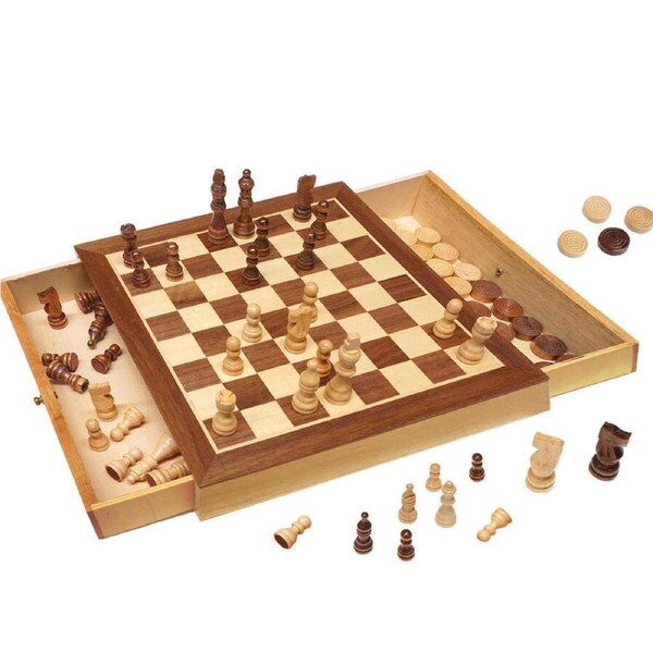 Fun Factory Deluxe Chess & Checkers Set with Drawers