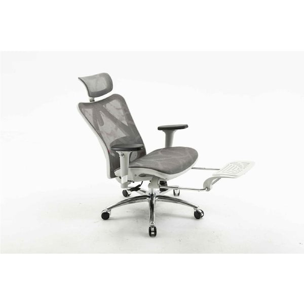 Sihoo M57 Ergonomic Office Chair with built-in footrest Grey Frame with Grey Mesh