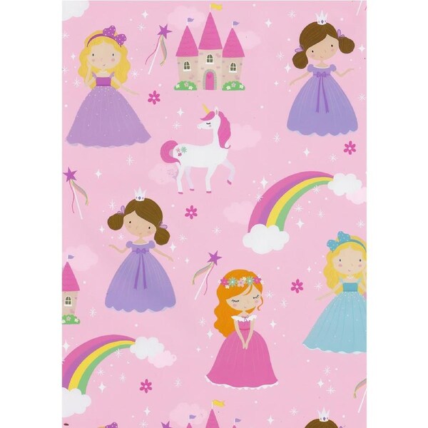 Princess and Rainbows Wrapping Paper (1 Sheet)