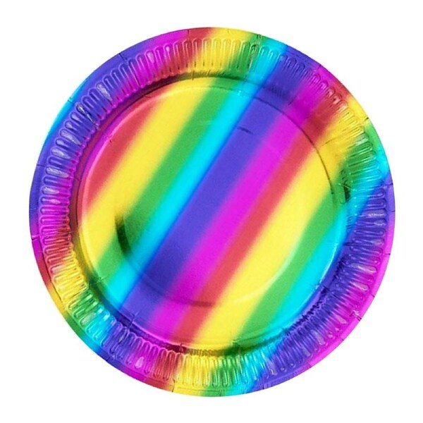 Metallic Rainbow Paper Plates 18cm (Pack of 8)