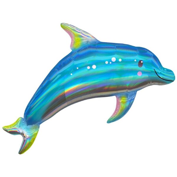 Holographic Blue Dolphin Supershape Helium Balloon 73cm