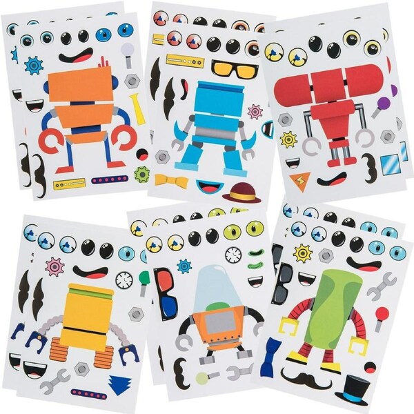 Create Your Own Robot Stickers (12 Sheets)